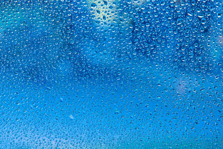 Blue water drops background textureの写真素材