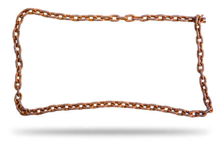 Rusty chains isolated on white background, old chainsの写真素材