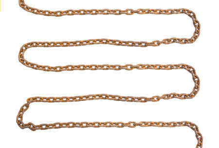 Chain rusty isolated on white colorの写真素材