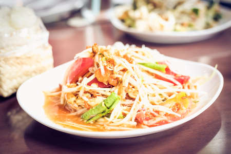 Papaya salad Thai foodの写真素材