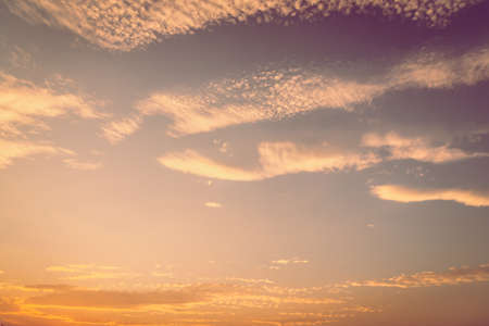 Beautiful sky sunset background add vintage filter colorの写真素材