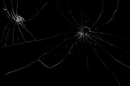 Broken Black glass, cracked glassの写真素材