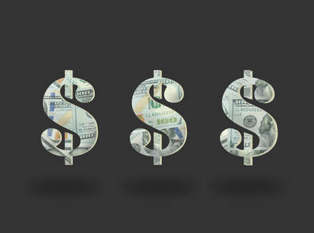 Dollar sign on black backgroundの写真素材