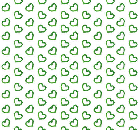 Green leaves heart symbols pattern. Seamless Green Leavesの写真素材