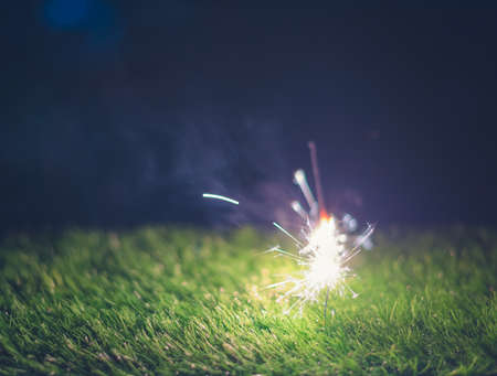 fireworks and green grassの写真素材