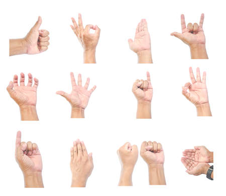 Men hands on white backgroundの写真素材