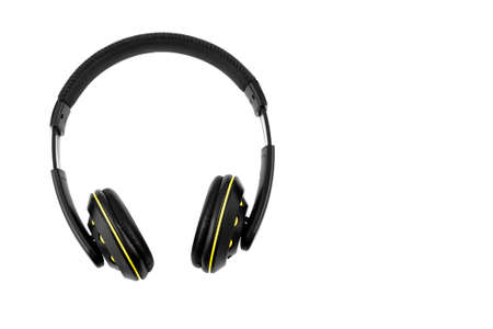 Black Headphones isolated on White Backgroundの写真素材