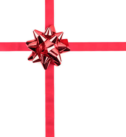 Red ribbon and bow isolatedの写真素材
