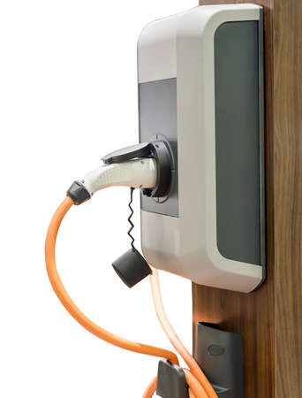 The electric vehicle chargers isolated on whiteの写真素材
