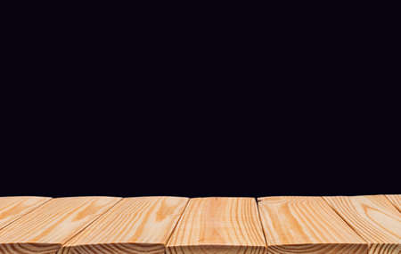 Brown Wood on black backgroundの写真素材