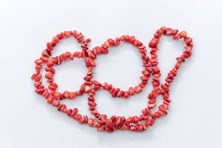Red stone necklace on white  backgroundの写真素材