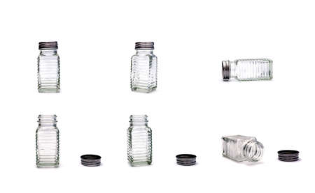 Salt and Pepper Shakers Glass with metal lidsの写真素材