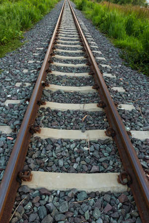 landscape with old railway trackの写真素材