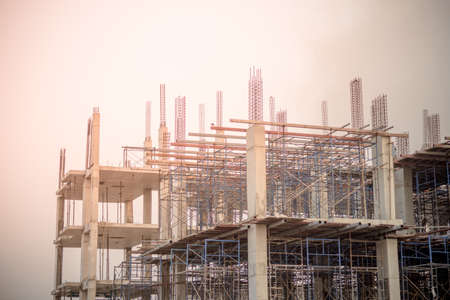 Building is under construction on sunlightの写真素材