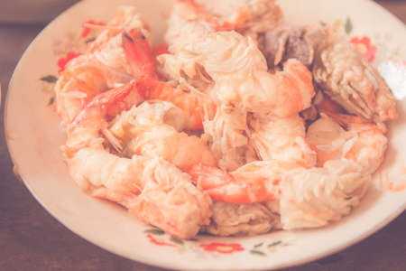 Closeup shrimps Vintage toneの写真素材