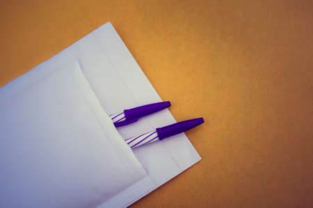 Pens in envelope ,Business Delivery concept.