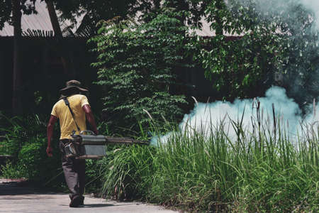 Health worker Fumigation fogging hygiene prevention of coronavirus or covid-19 outbreak.の写真素材