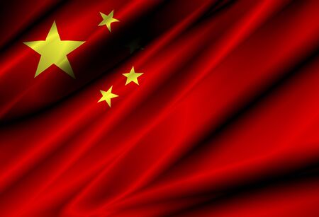 china country waving silk textile flagの写真素材