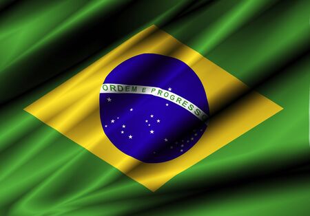 brazil country waving silk textile flagの写真素材