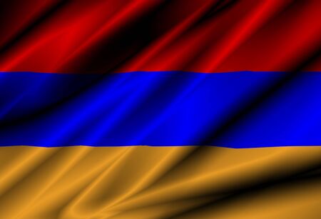armenia country waving silk textile flag illustrationの写真素材