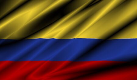 colombia country waving silk textile flag illustrationの写真素材