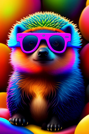 cute neon glasses hedgehogの素材