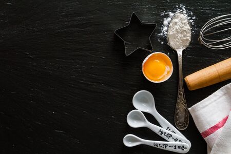 Baking concert on daek stone background, copy spaceの写真素材