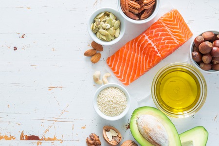 Selection of good fat saurces, copy spaceの写真素材