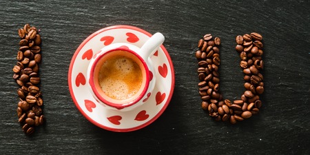 Love and coffee concept - I  you writtenの写真素材