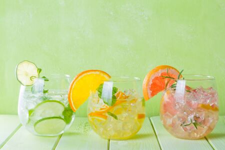 Selection of infused water for detoxの写真素材