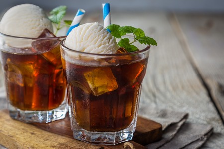 Ice coffee with vanilla ice cream