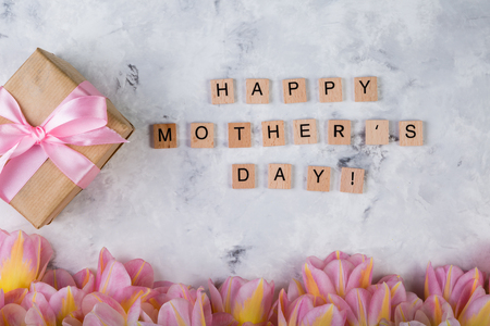 Mothers day card with coffee, presentの写真素材