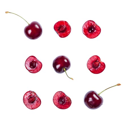 Cherry pattern isolated on whiteの写真素材