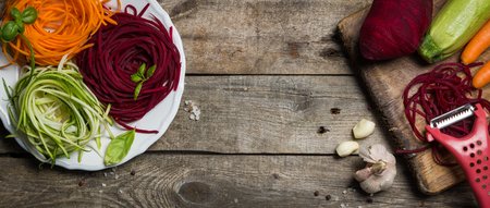Vegetable noodles - zucchini, carrot and beetrootの写真素材