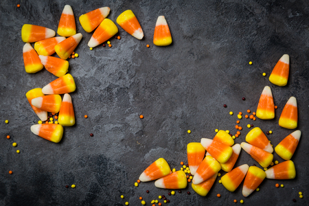 Halloween concept with cookies and candiesの写真素材