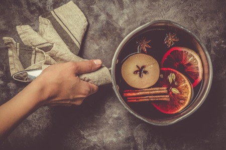 Mulled wine and ingredientsの写真素材