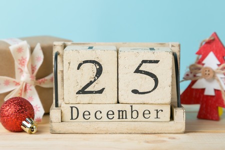 Christmas decorations - presents and ornament, ble backgroundの写真素材