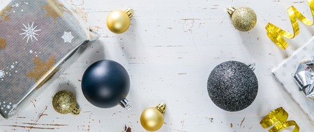 Christmas party invitation - silver, gold and black decorations