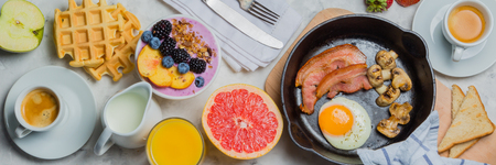 Breakfast and lunch concept - traditional foodの写真素材