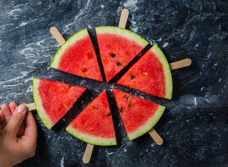 Watermelon slices - healthy lifestyle conceptの写真素材