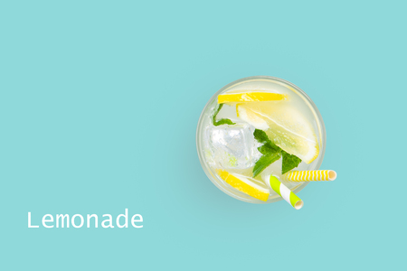 Creative layout - fresh lemonade and ingredients isolatedの写真素材