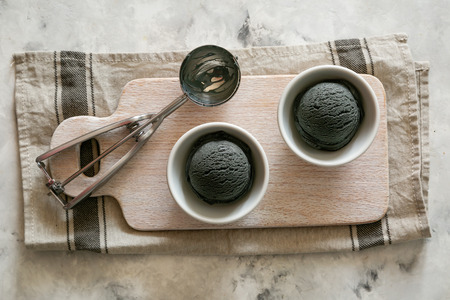 Activated charcoal ice creamの写真素材