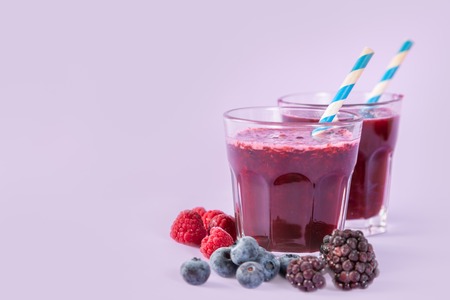 Berry mix smoothie and ingredientsの写真素材