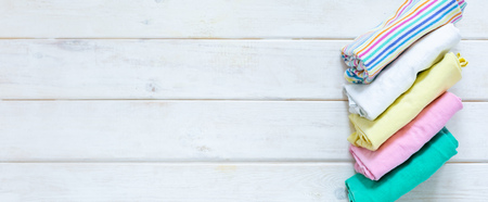 Marie Kondo tyding up method concept - folded clothesの写真素材