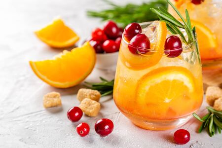 Cold season drink - cranberry and rosemary cocktailの写真素材