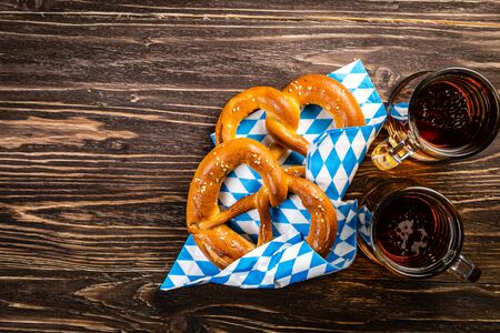 October fest concept - traditional food and beer served at eventの写真素材