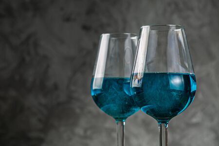 Food trend blue wine on rustic backgroundの写真素材