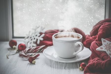 Winter cozy hot chocolateの写真素材