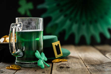 St. Patricks day concept - green beer and symbolsの写真素材