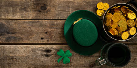 St. Patricks day concept - green beer and symbols